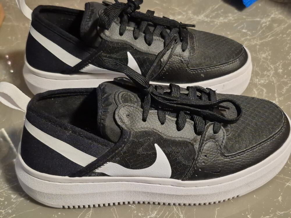 Nike Court Vision Alta Women's Platform Sneakers Black & White,Size 8